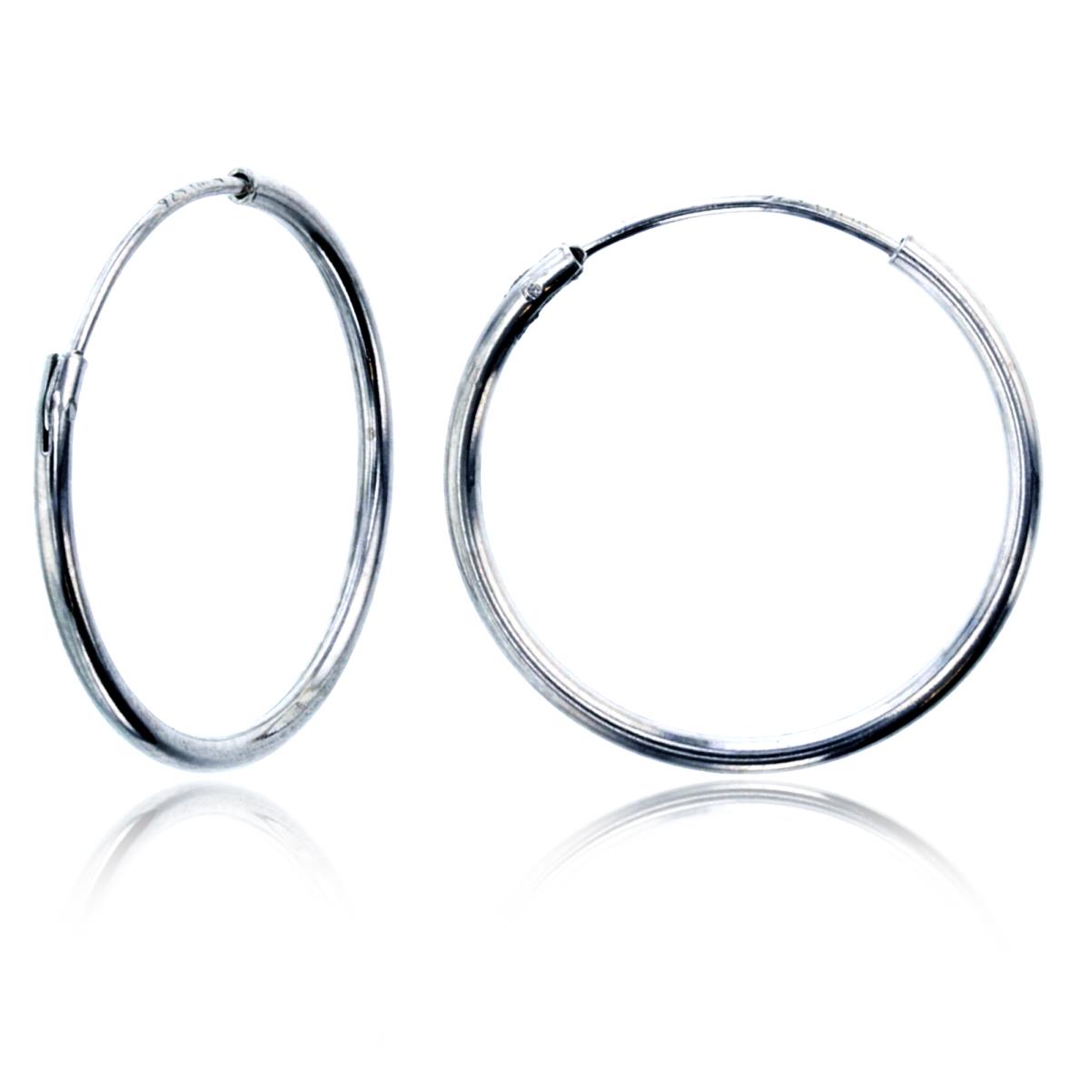 Sterling Silver Rhodium 19x1.25mm Polished Endless Hoop Earring