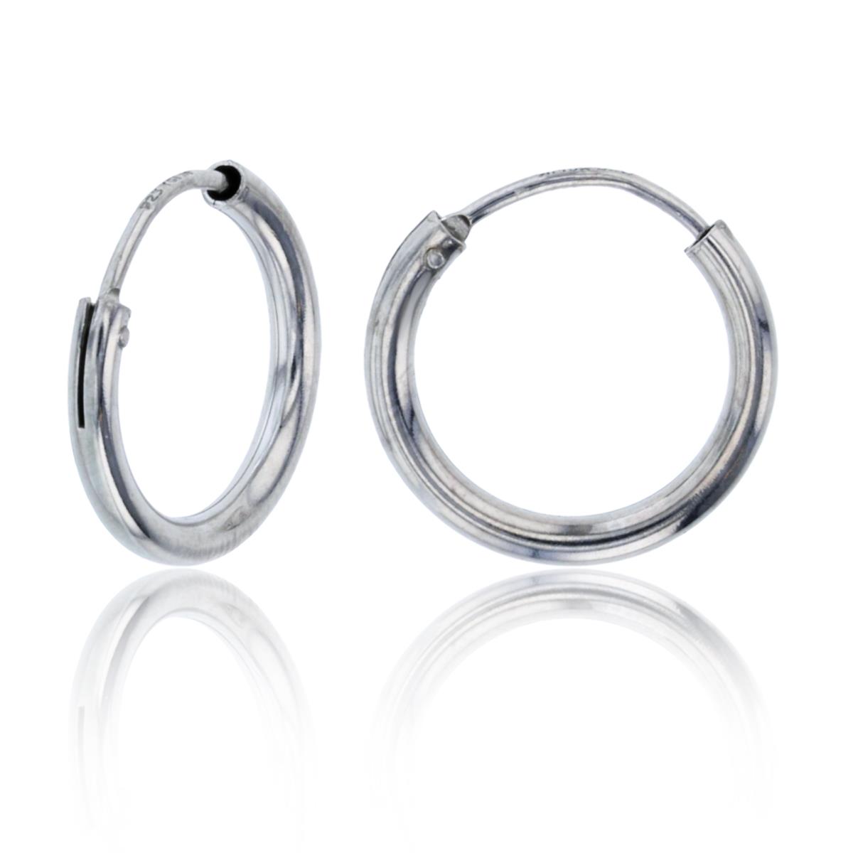 Sterling Silver Rhodium 16x2mm Polished Endless Hoop Earring