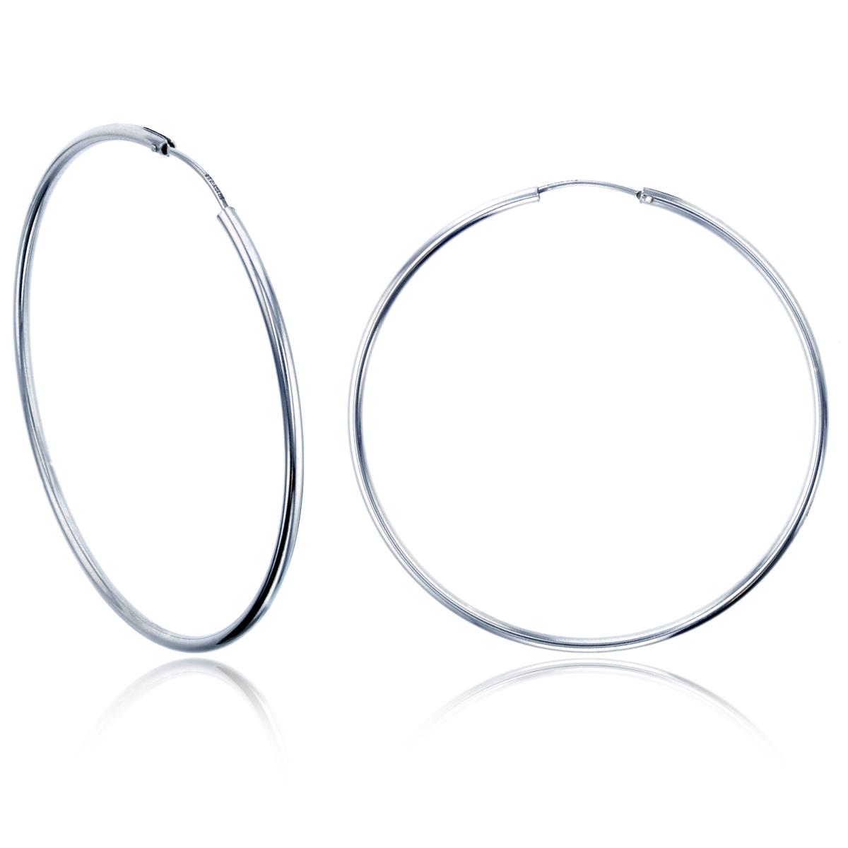 Sterling Silver Rhodium 55x2mm Polished Endless Hoop Earring