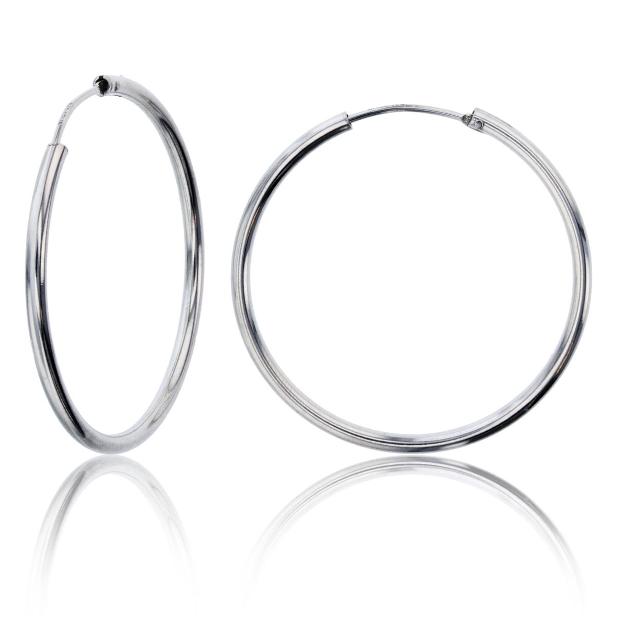 Sterling Silver Rhodium 35x2mm Polished Endless Hoop Earring