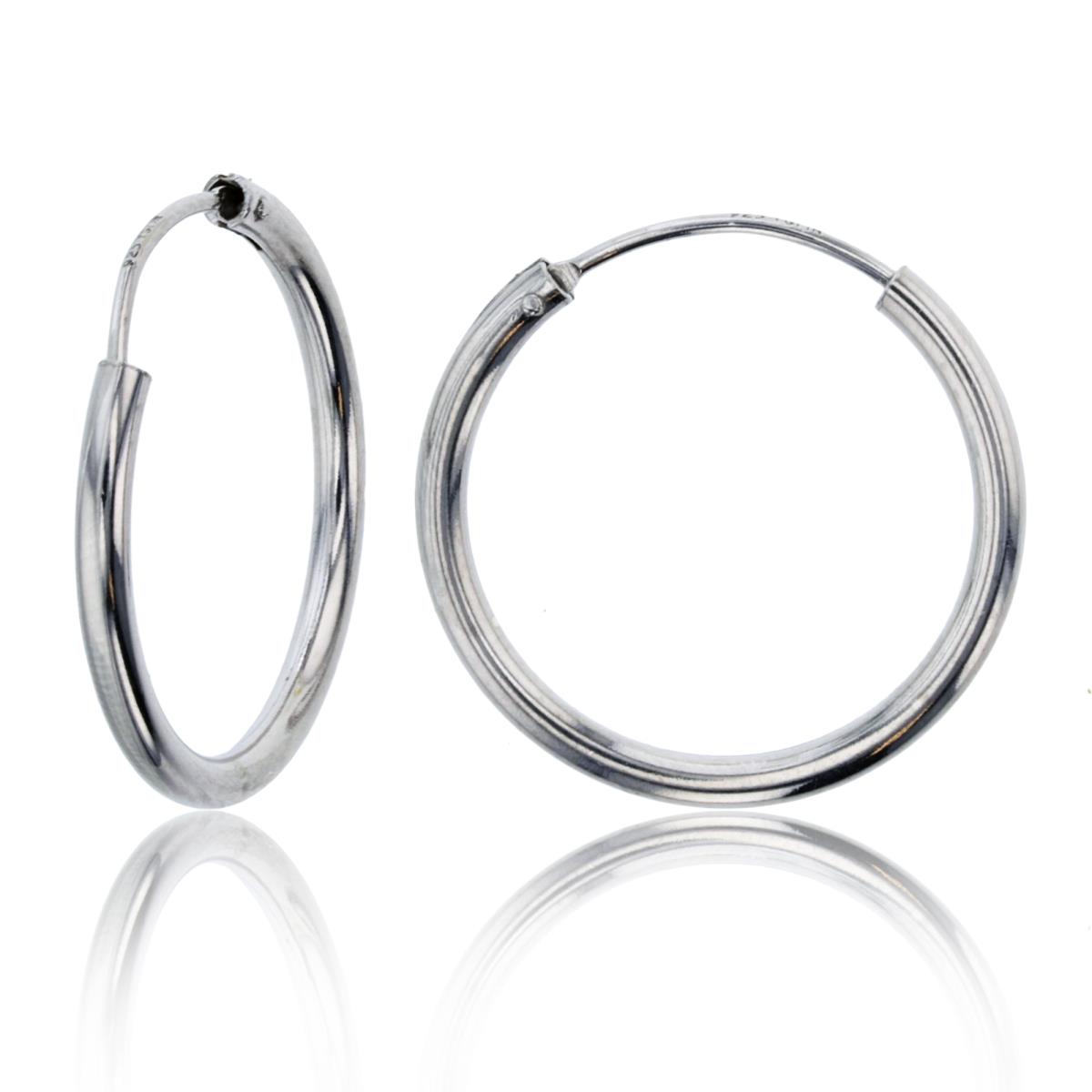 Sterling Silver Rhodium 23x2mm Polished Endless Hoop Earring