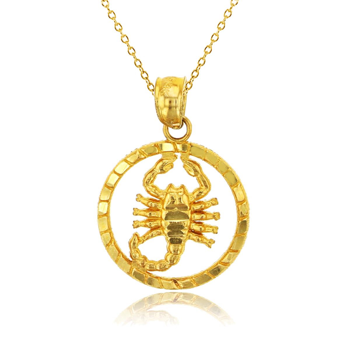 14K Yellow Gold Scorpion Dangling 18" 030 DC Rolo Cable Necklace