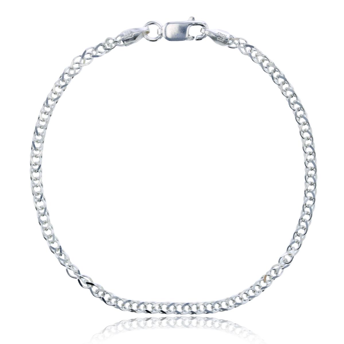 Sterling Silver Silver Plated E-Coated 2.60mm 045 7" Triple Spiga Chain Bracelet
