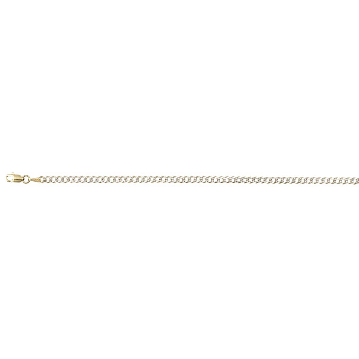 10K Two-Tone Gold 2.50mm Cuban 060 Pave 18" Chain 