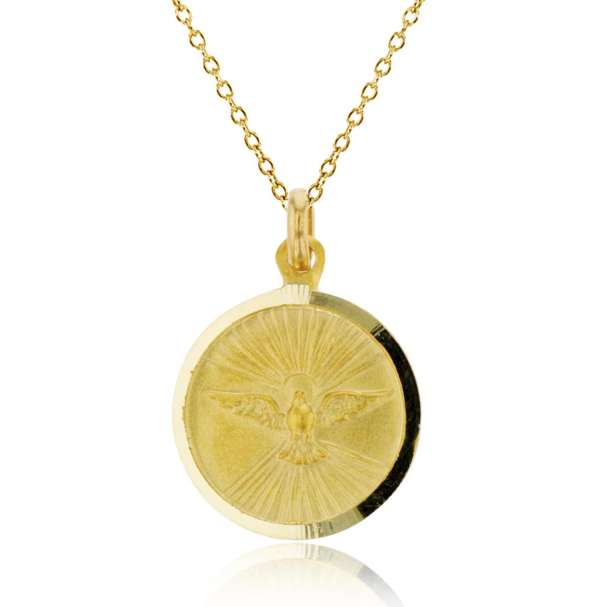 14K Yellow Gold Matte Dove Medallion 18" Necklace