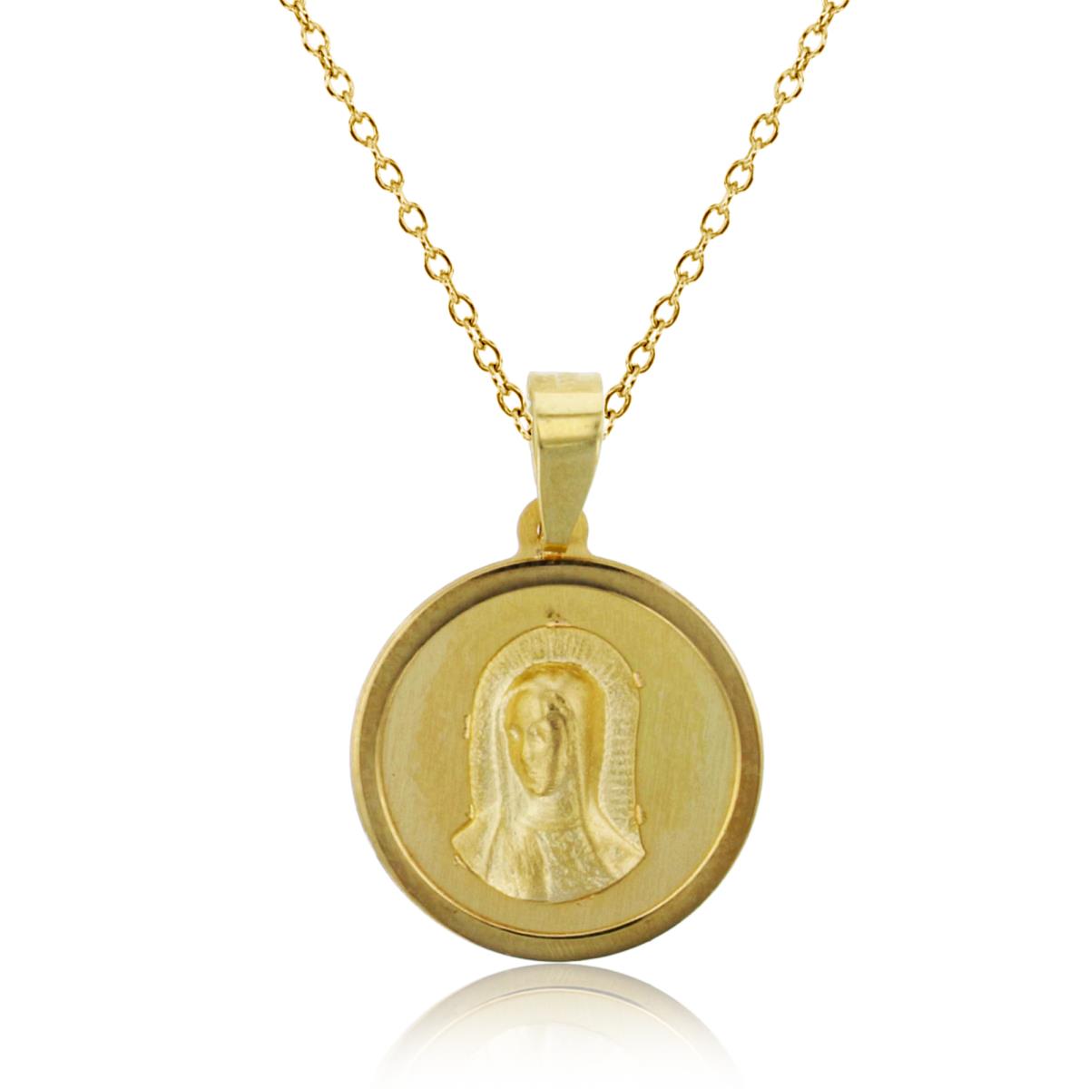 14K Yellow Gold 14mm Guadalupe Medallion 18" Necklace