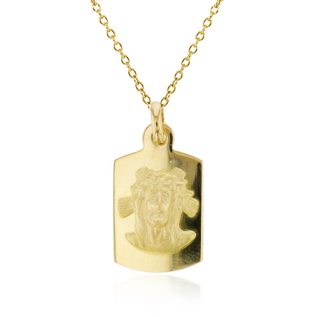 14K Yellow Gold High Polished Jesus Head 18" Necklace