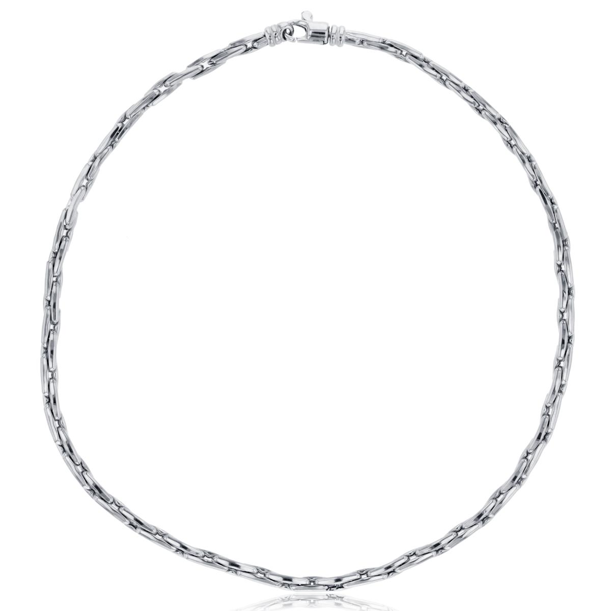 14K White Gold 3.30mm Fancy Elongated Square Cable 18" Chain