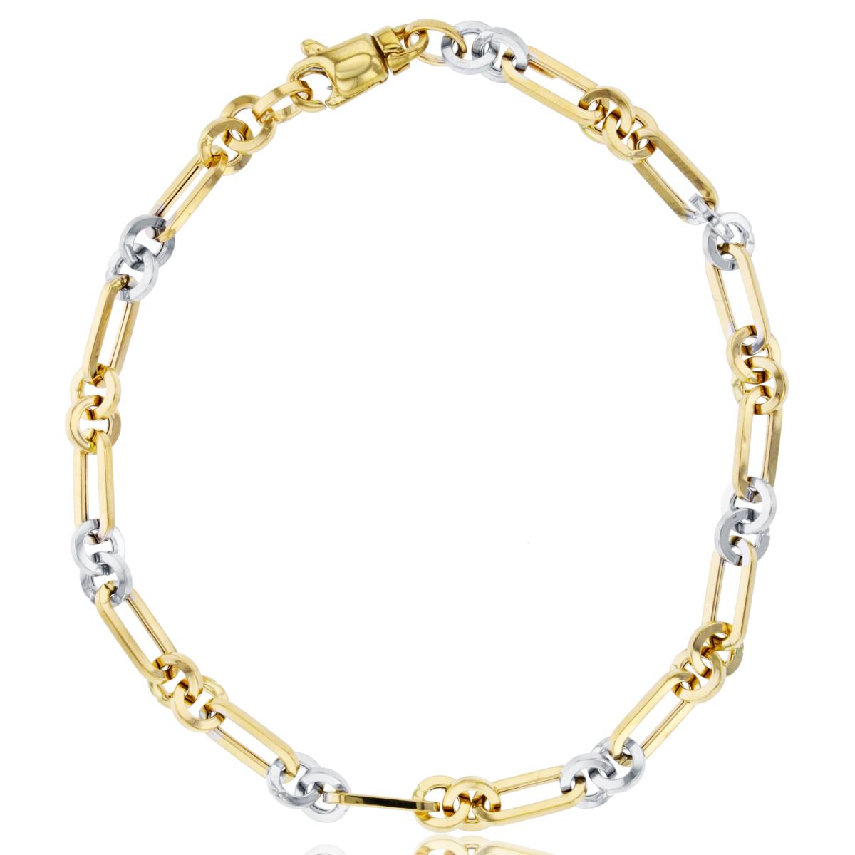14K Two-Tone Gold Round & Oval Link 8.25" Chain Bracelet