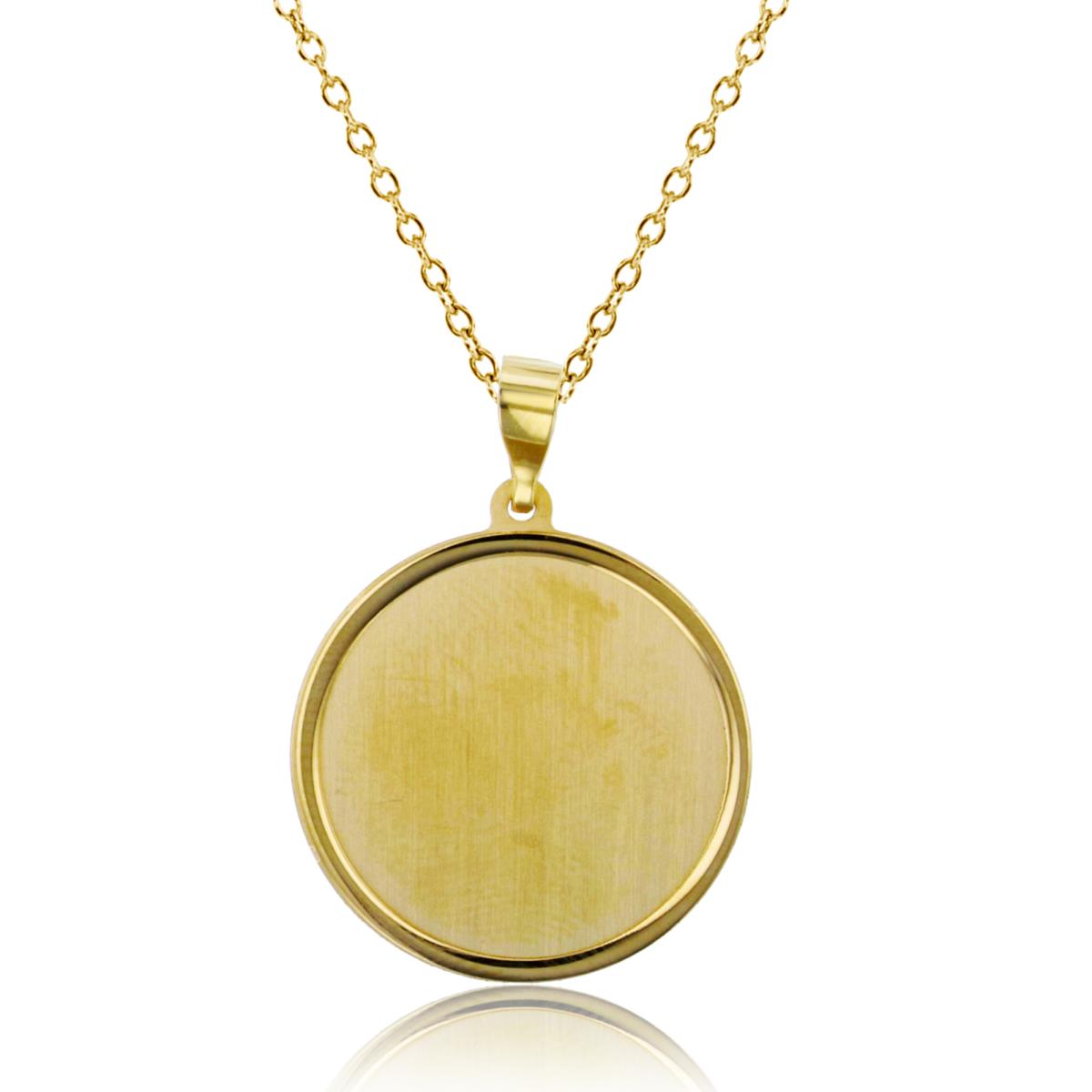 14K Yellow Gold 25x18mm Engravable Satin Medallion 18" Necklace