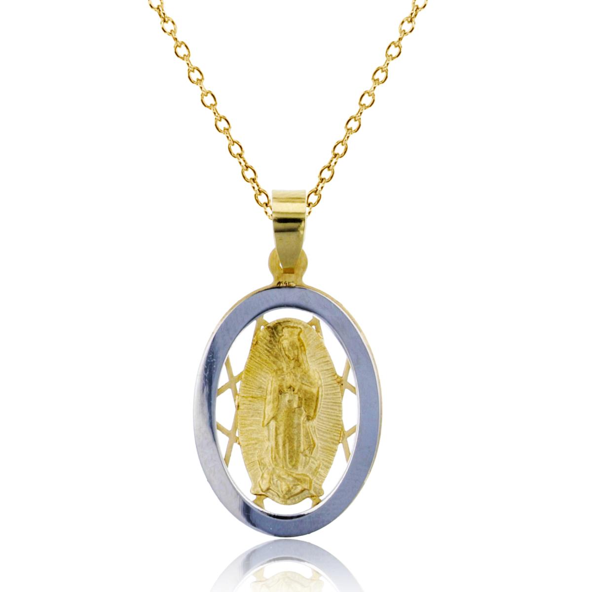 14K Two-Tone Gold 25x13mm Virgin Mary Oval 18" Necklace