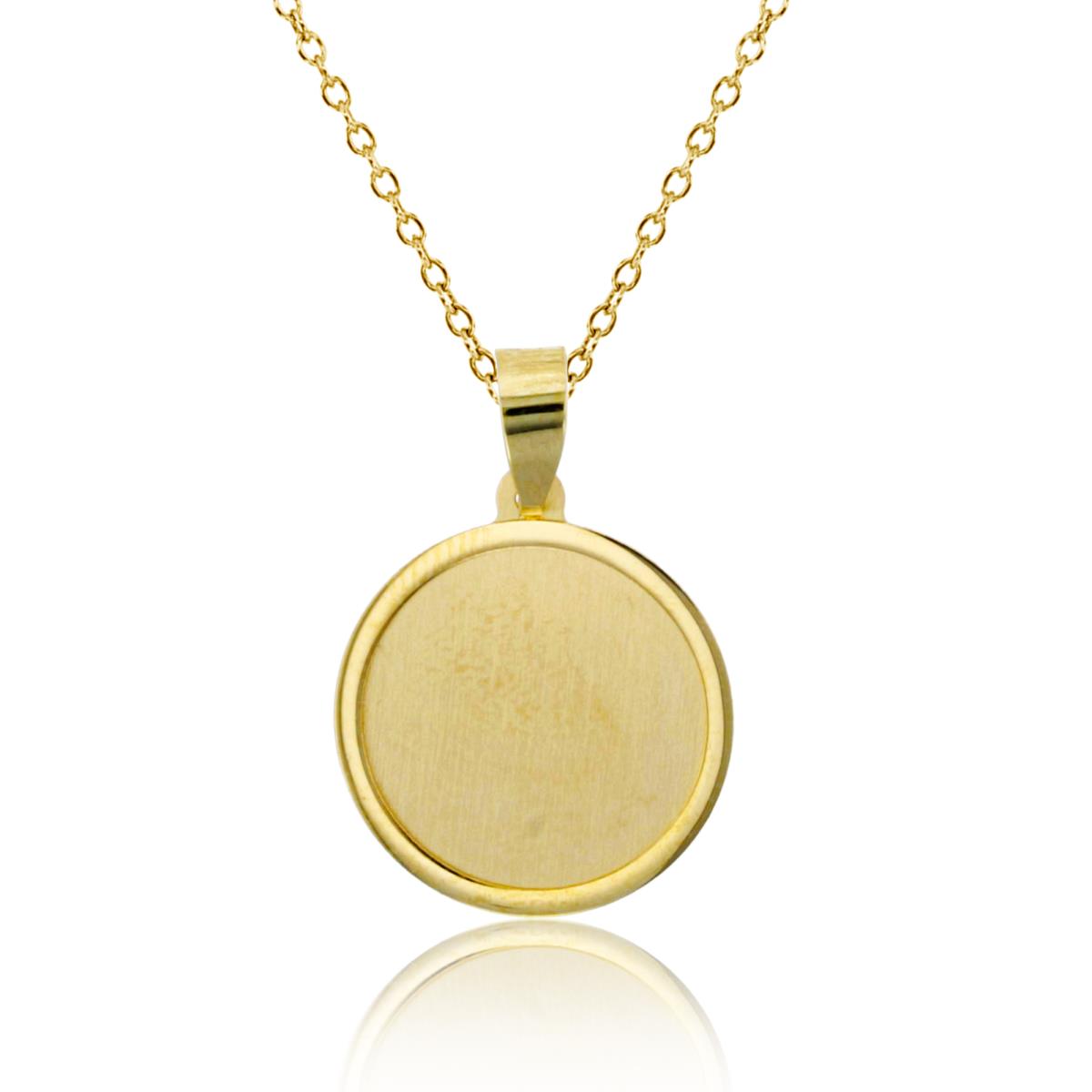 14K Yellow Gold 21x14mm Satin Engravable Medallion 18" Necklace