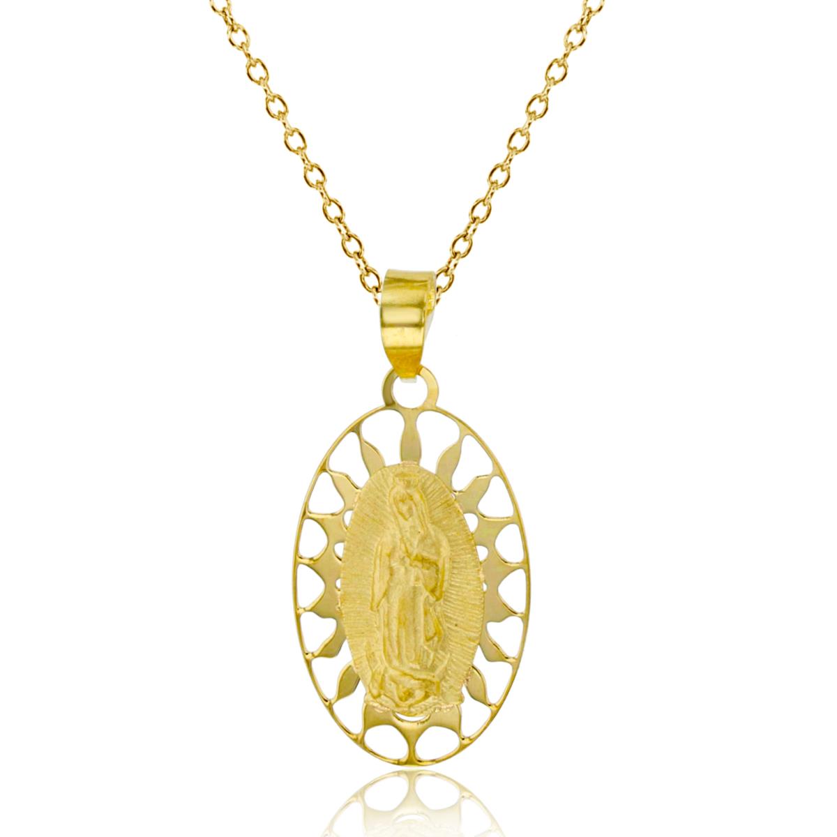 14K Yellow Gold 26x12mm Virgin Mary Oval Cutout 18" Necklace