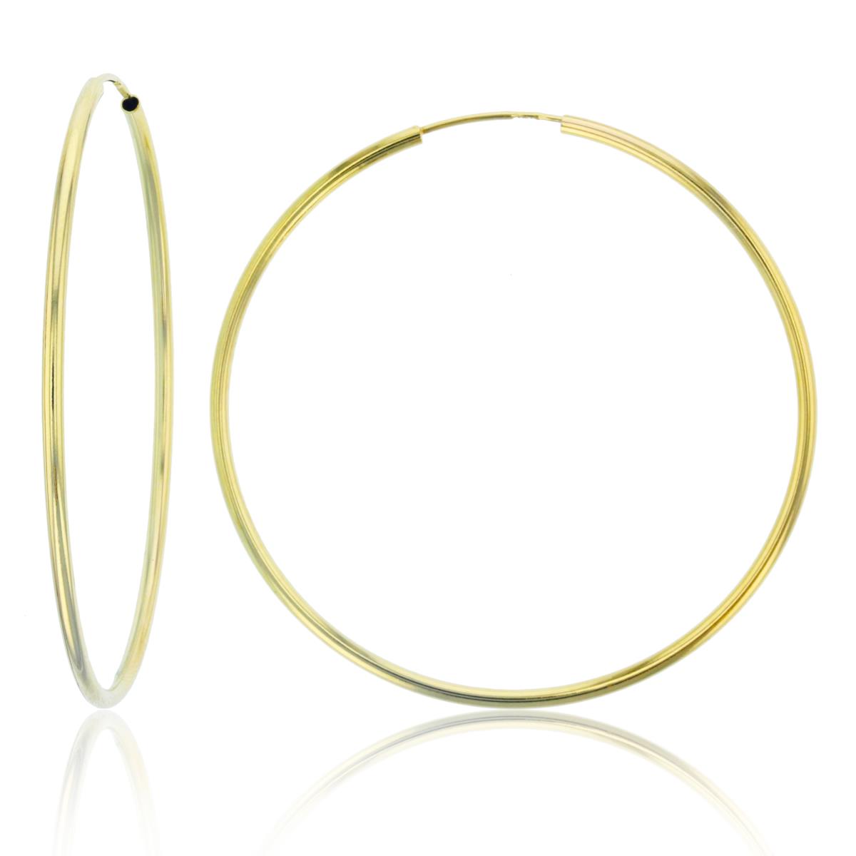 14K Yellow Gold 40X1.5mm Tube Hoop Earring