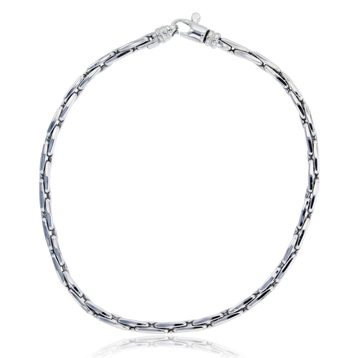 14K White Gold 3.30mm Fancy Elongated Square Cable 7.75" Chain Bracelet