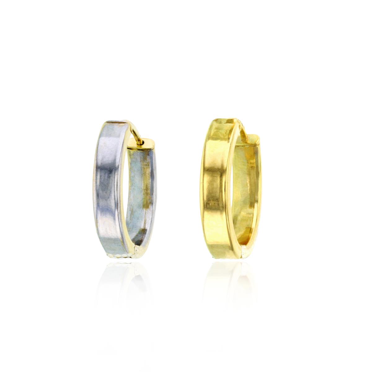 14K Two-Tone Gold  Polished Flat 18X4mm Hoop Earrings