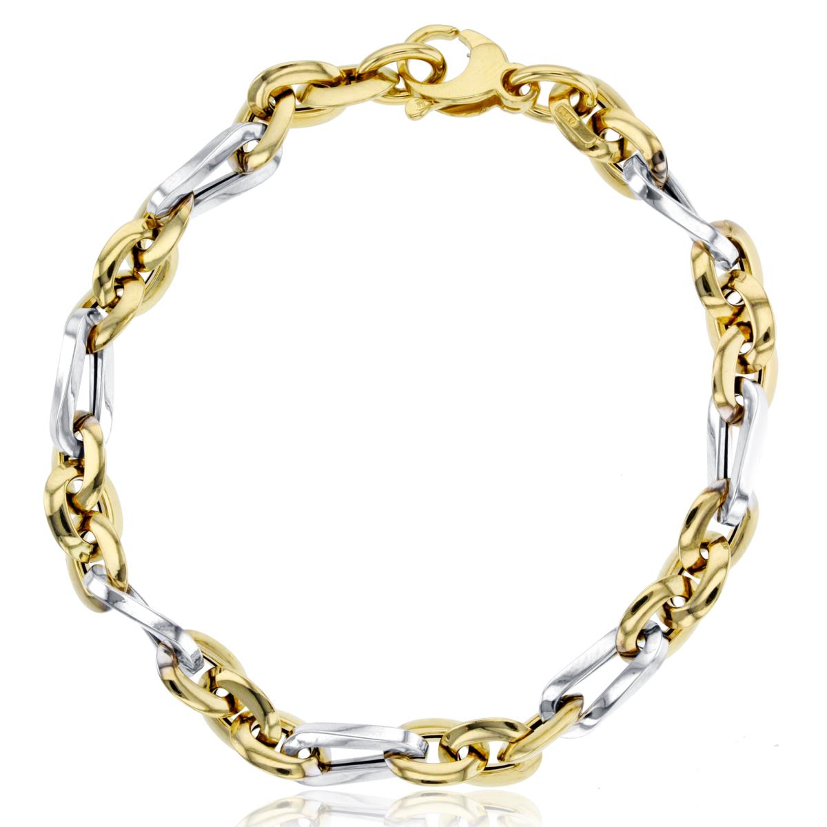 14K Two-Tone Gold Polished Twist Links 8" Bracelet