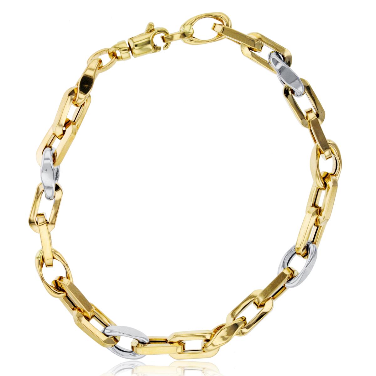 14K Two-Tone Gold Oval & Rectangular Links 8.5" Bracelet