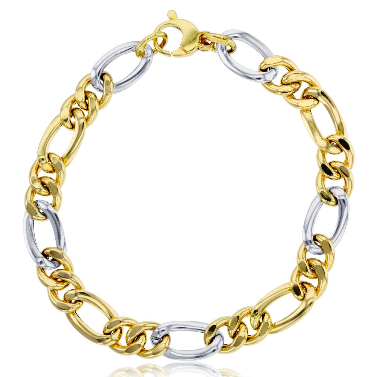 14K Two-Tone Gold Polished Figaro 7.5" Bracelet