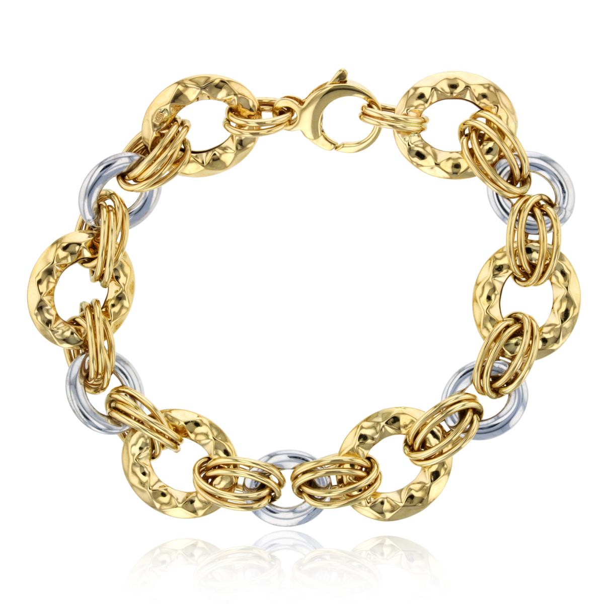 14K Two-Tone Gold Polished & DC Links Fancy 7.75" Bracelet