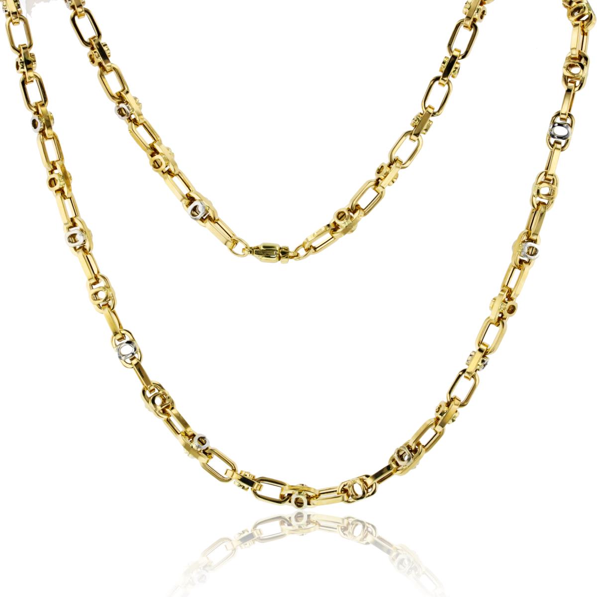 14K Two-Tone Gold Polished Oval & Fancy Mariner Links 20" Chain