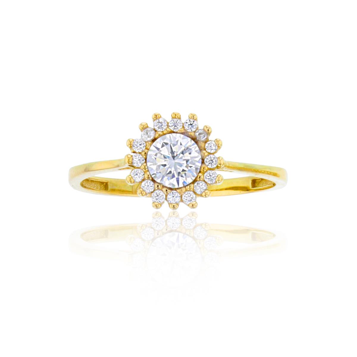 14K Yellow Gold CZ Sunflower Fashion Ring
