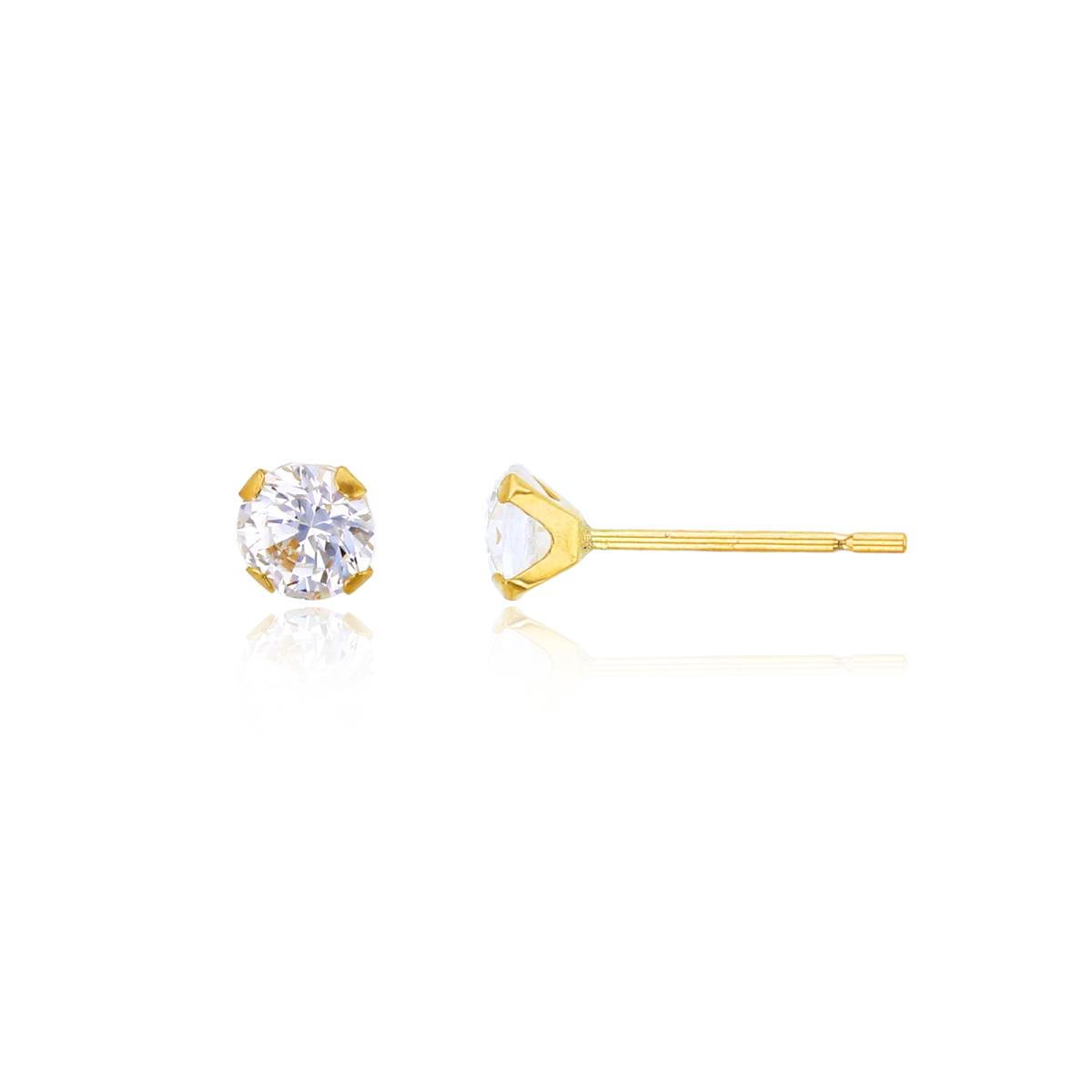 10K Yellow Gold 8mm Round Martini Solitaire Stud Earring