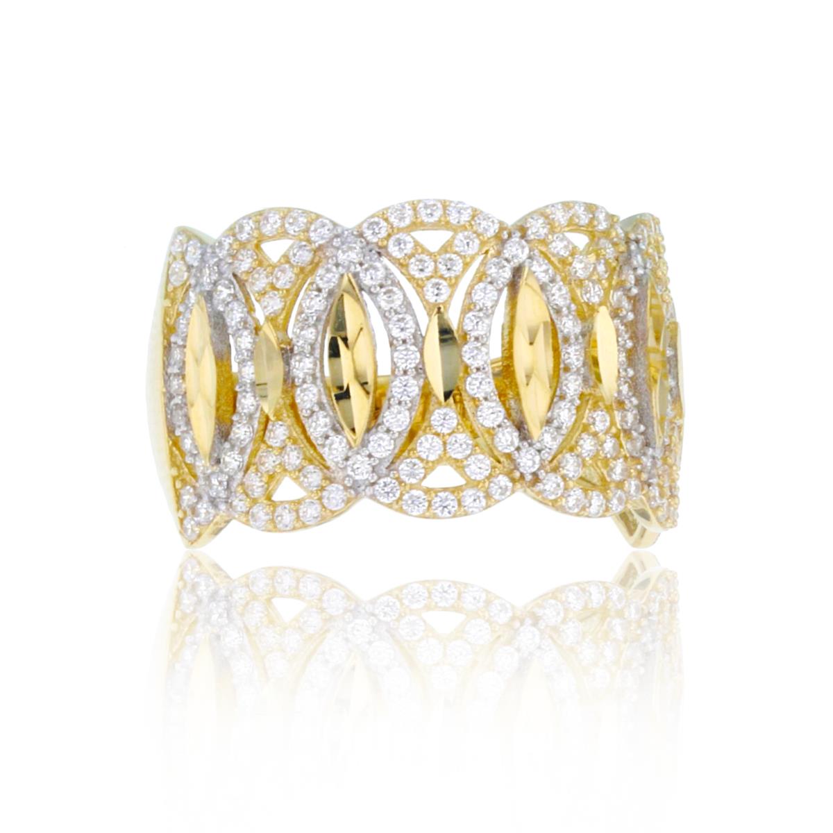 14K Two-Tone Gold DC Paved Interlocking Fashion Ring