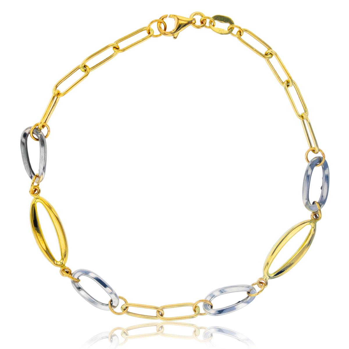 14K Two-Tone Gold Polished Oval Links 7.5" Bracelet