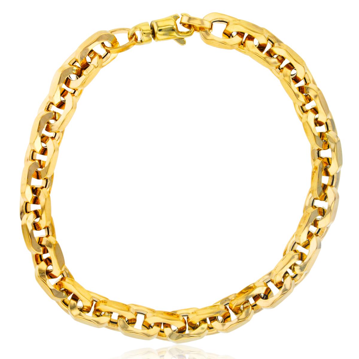 14K Yellow Gold 7mm Hammered Cable 8.25" Chain Bracelet