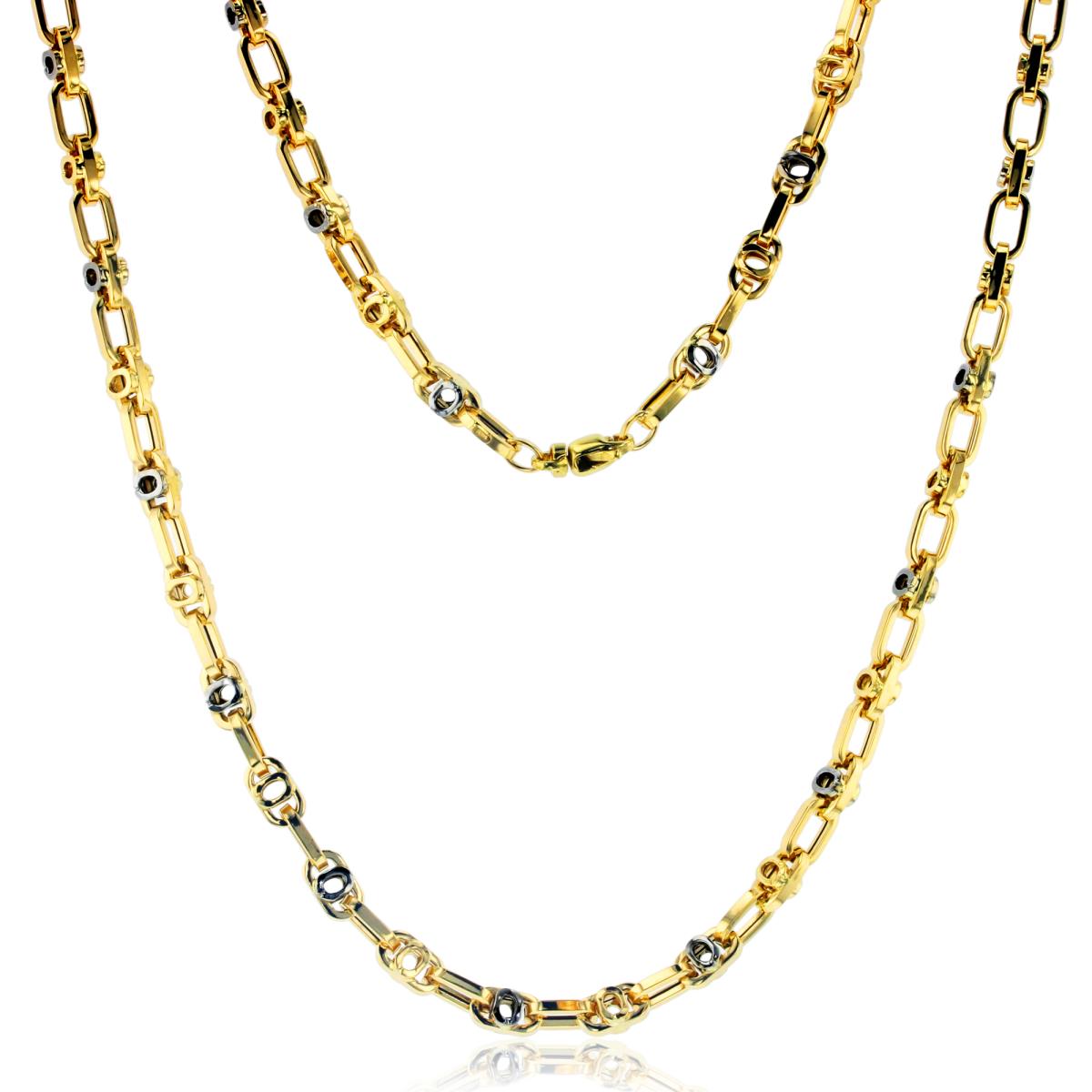 14K Two-Tone Gold Polished Oval & Fancy Mariner Links 24" Chain
