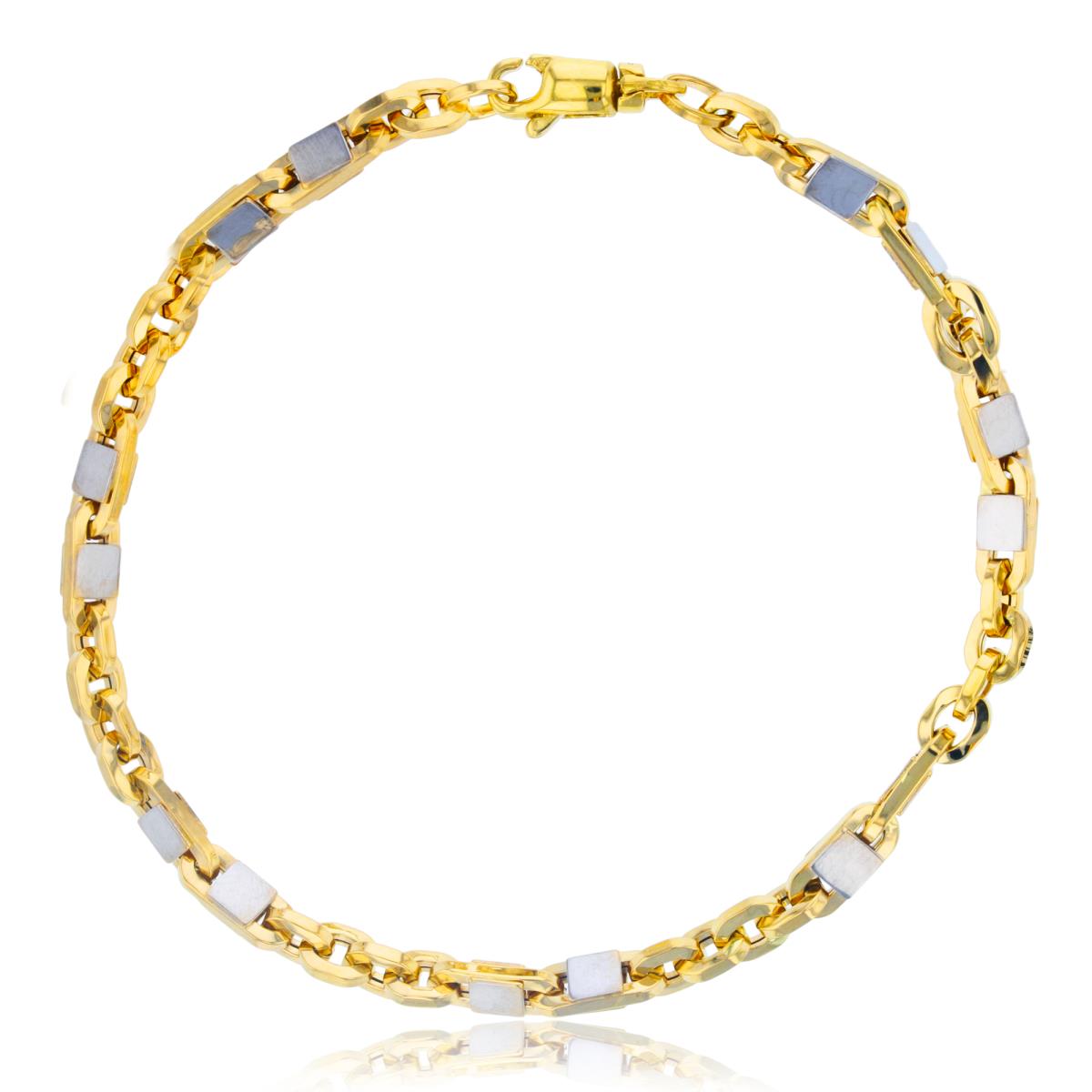 14K Two-Tone Gold Fancy Round & Mariner Links 8.75" Chain Bracelet