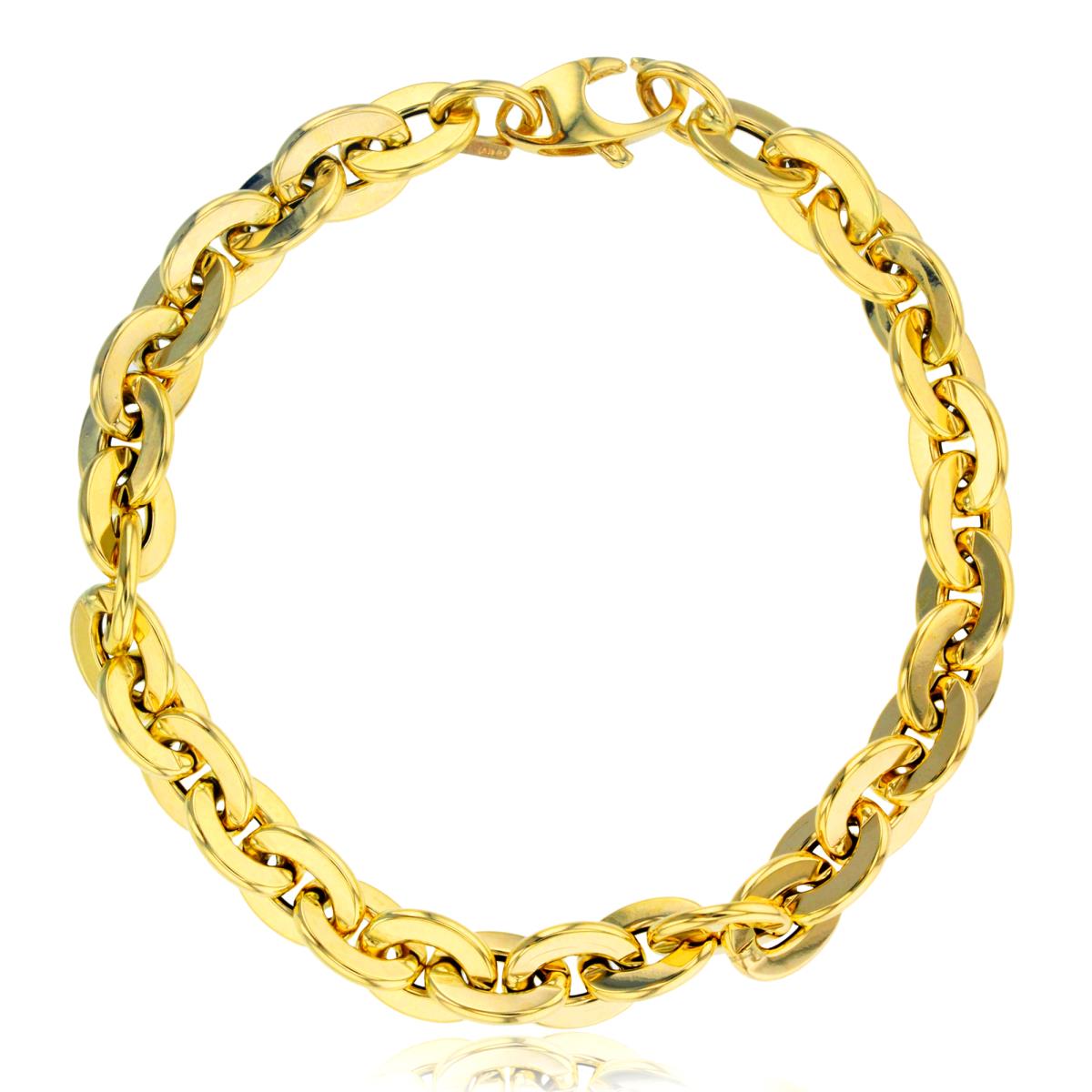 14K Yellow Gold Polished Flat Cable 7.5" Chain Bracelet