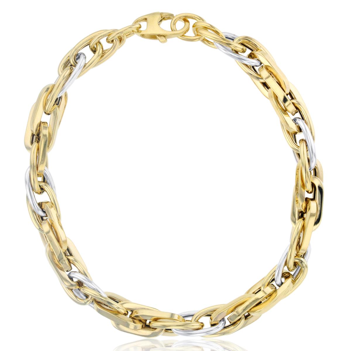 14K Two-Tone Gold 6.70mm Fancy Rope 7.75" Chain