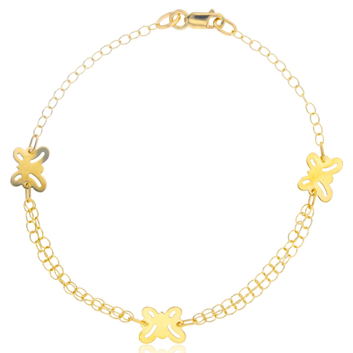 14K Yellow Gold Polished Butterfly 7.5" Bracelet