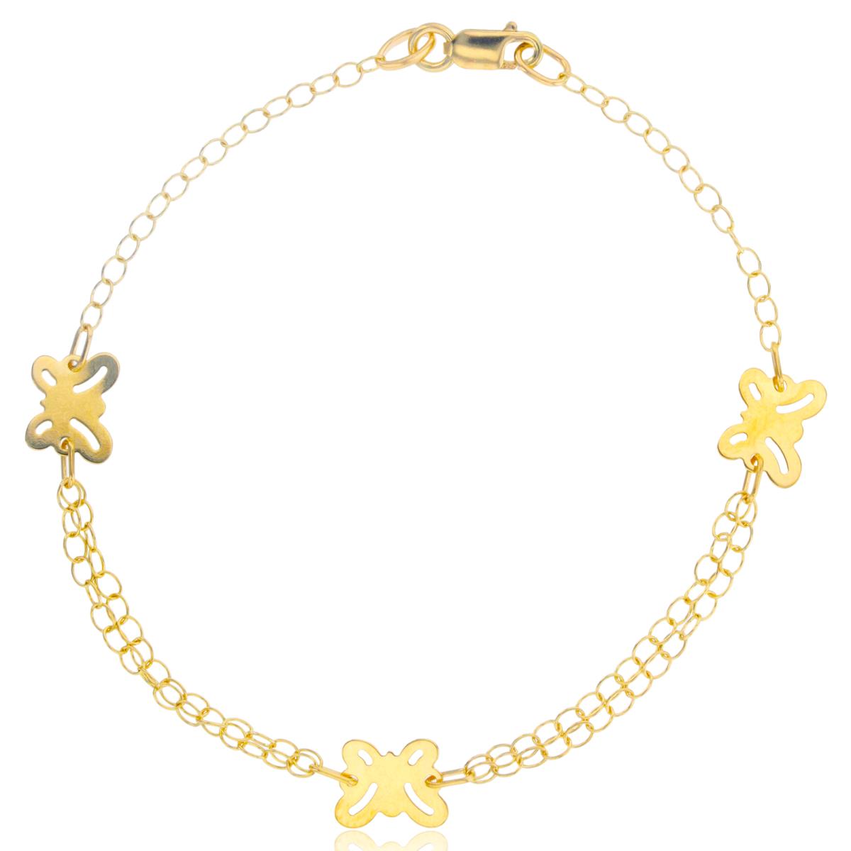 14K Yellow Gold Polished Butterfly 7.5" Bracelet