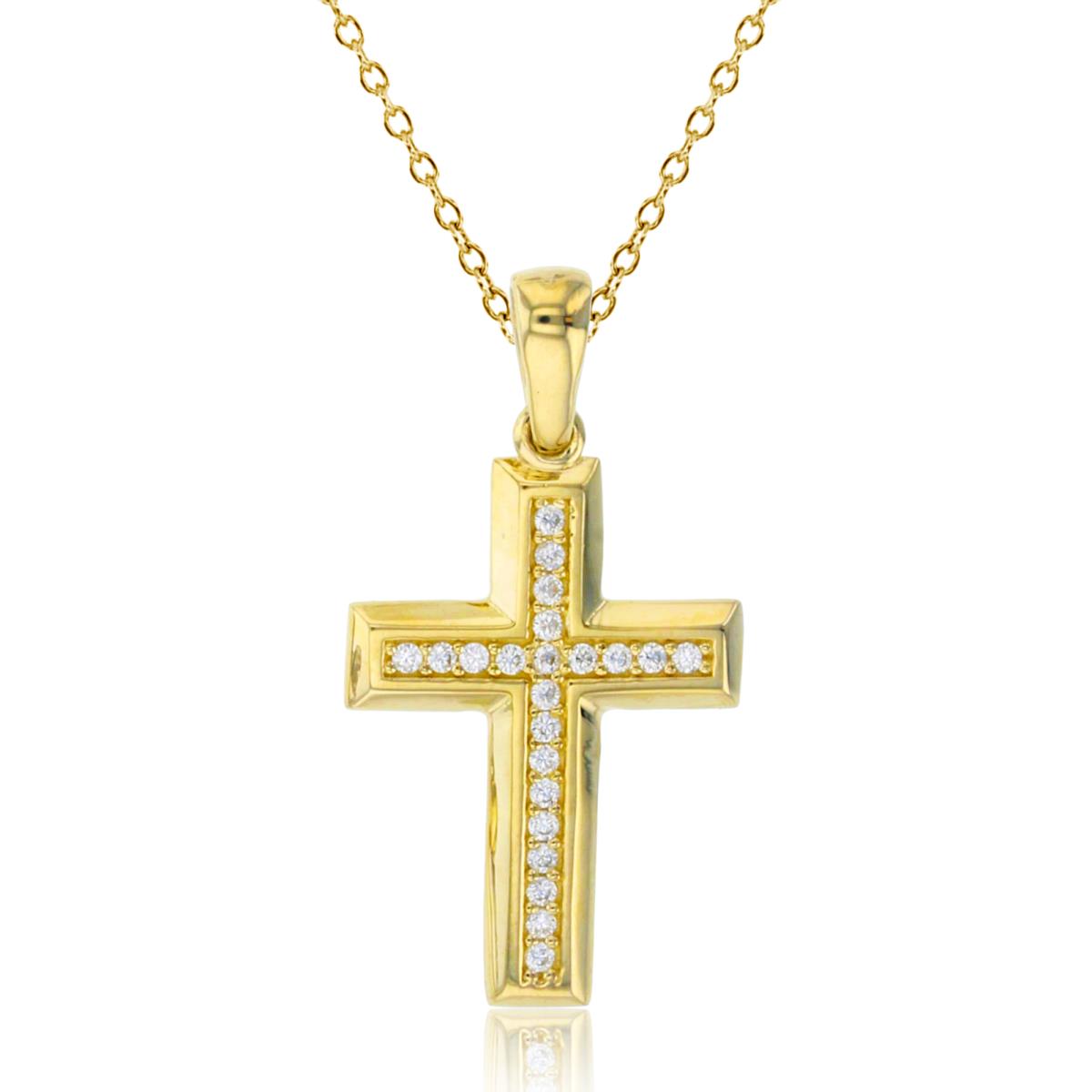 14K Yellow Gold Paved CZ Cross 18" Necklace