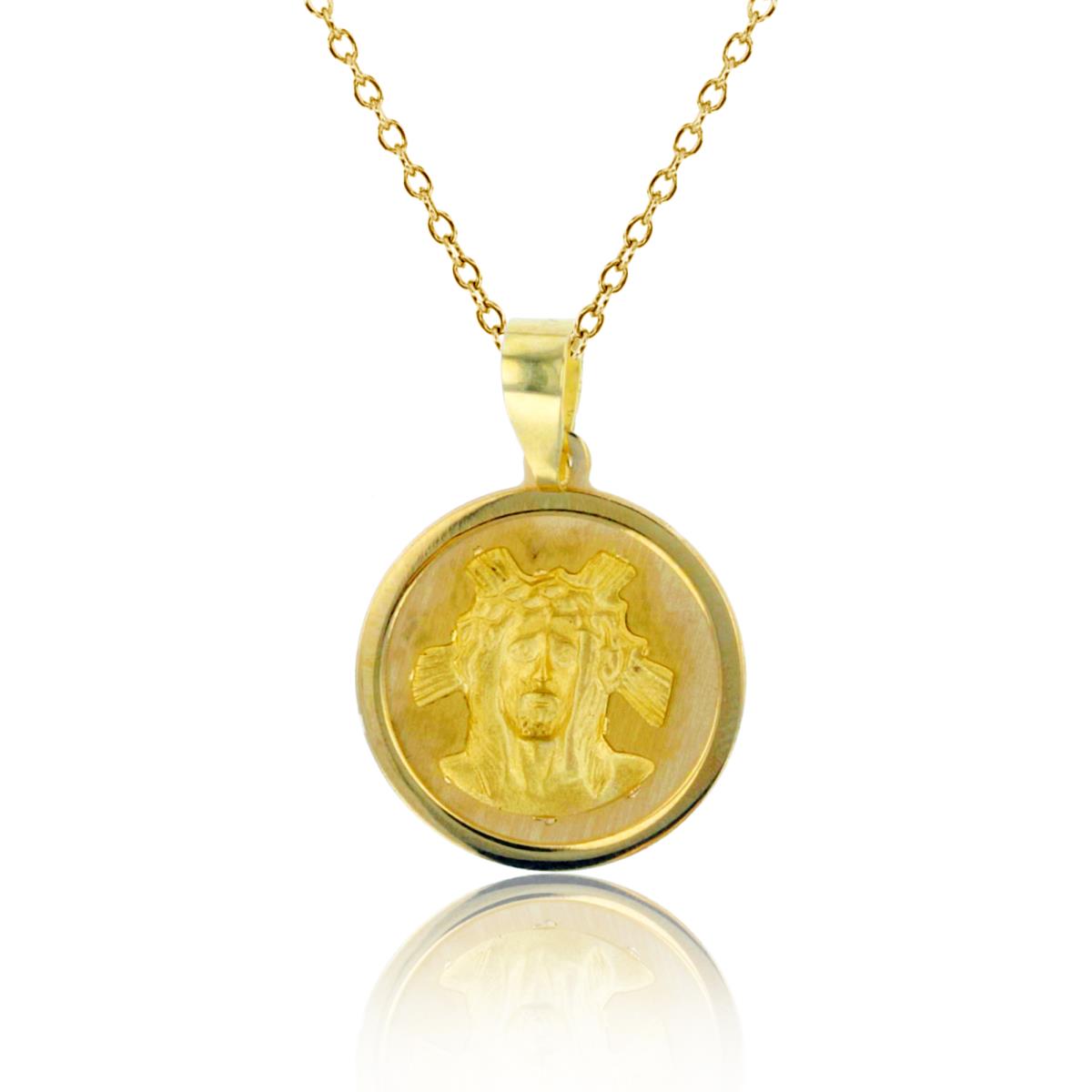 14K Yellow Gold 21x14mm Jesus Head Medallion 18" Necklace