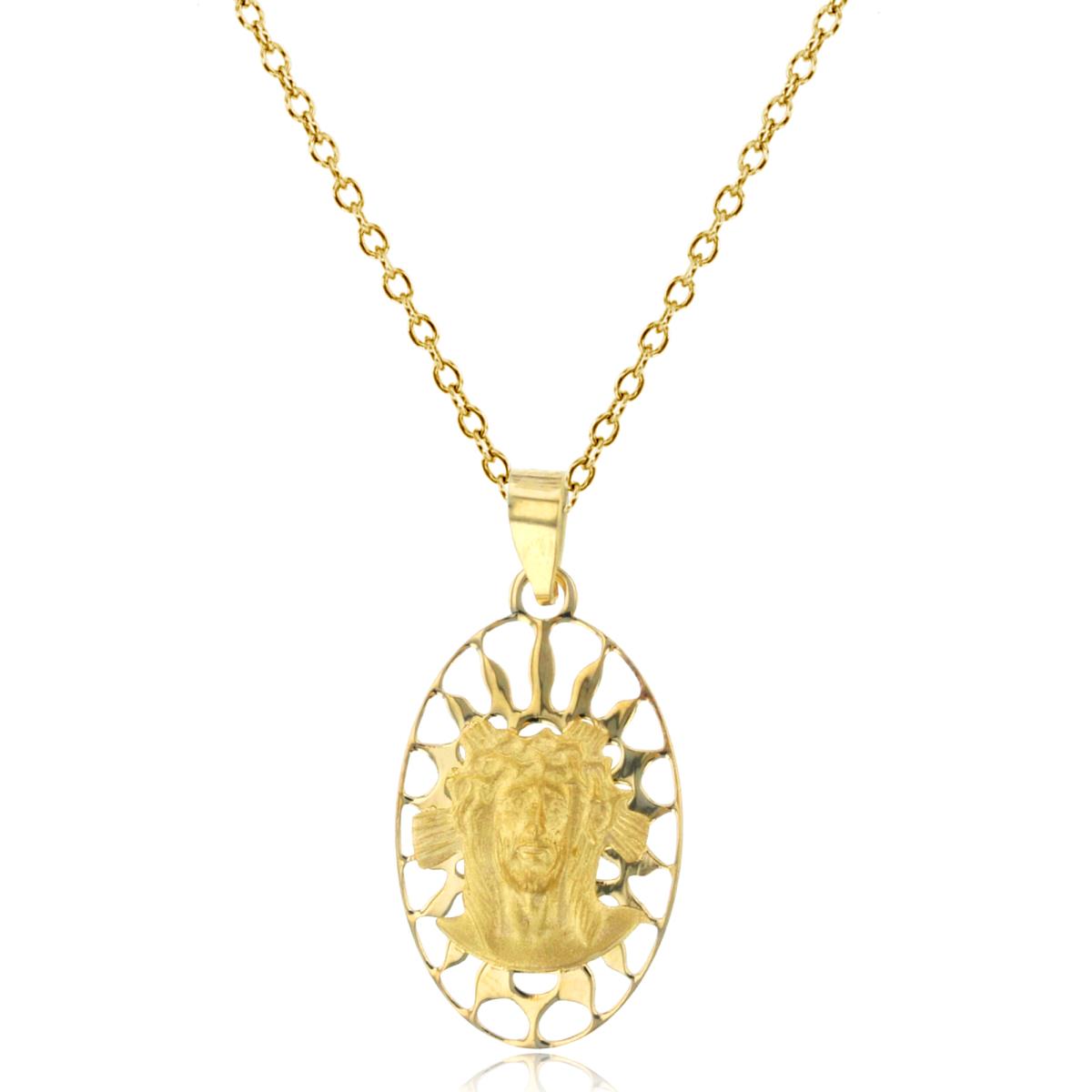 14K Yellow Gold 26x12mm Jesus Head Oval Cutout 18" Necklace