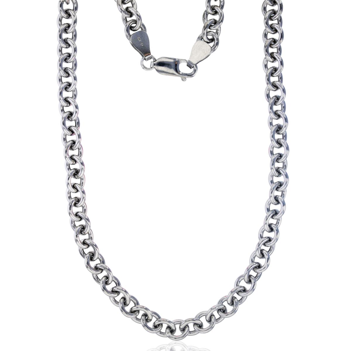 Sterling Silver Rhodium 6.50mm 22" Cable Chain