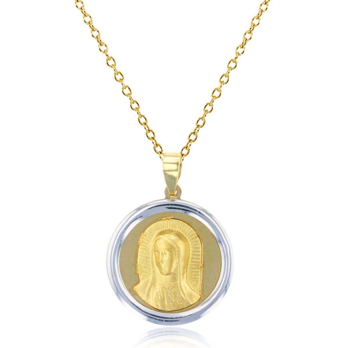 14K Two-Tone Gold 25x18mm Virgin Mary Medallion 18" Necklace
