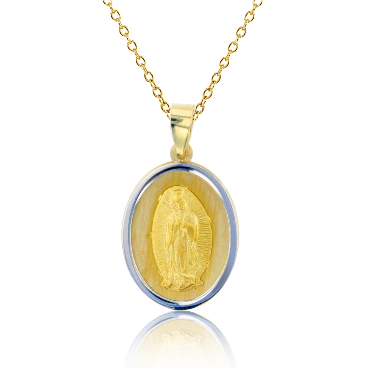 14K Two-Tone Gold 23x13mm Virgin Mary Oval 18" Necklace