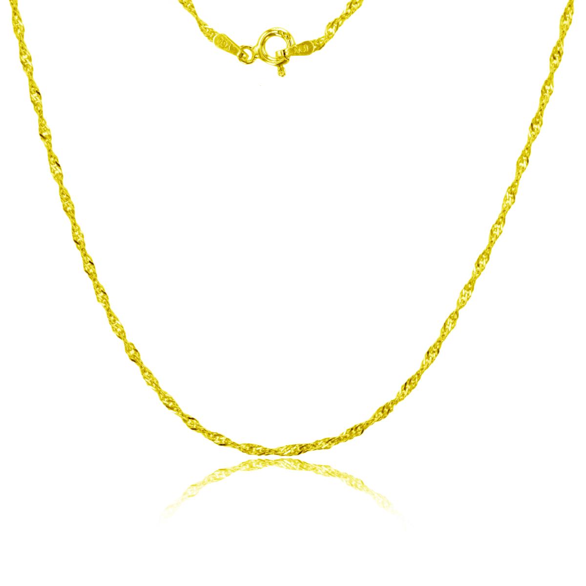 Sterling Silver Yellow 1-Micron Commercial 1.80mm 030 18" DC Singapore Chain