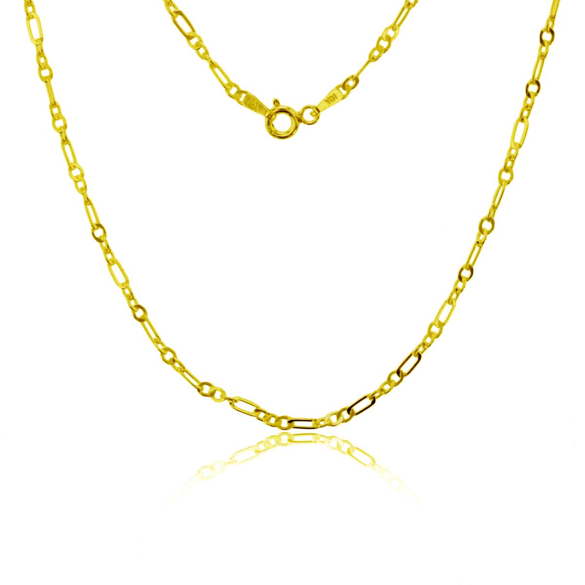 Sterling Silver Yellow 1-Micron Commercial 2.20mm 050 18" Twist Figaro Chain