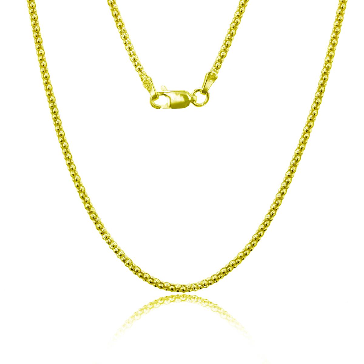 Sterling Silver Yellow 1-Micron Commercial 2.00mm 18" Popcorn Chain