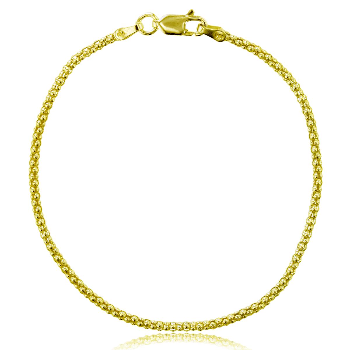 Sterling Silver Yellow 1-Micron Commercial 2.00mm 7" Popcorn Chain Bracelet