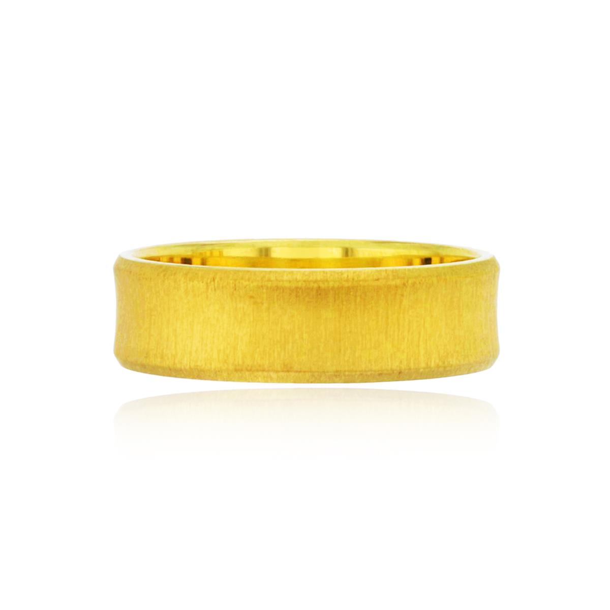 14K Yellow Gold 6mm Matte Concave Wedding Band