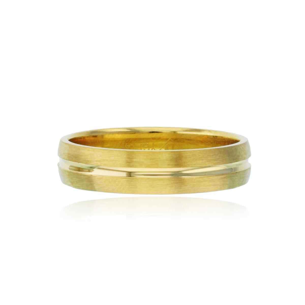 14K Yellow Gold 4.60mm Satin Channel Center Wedding Band