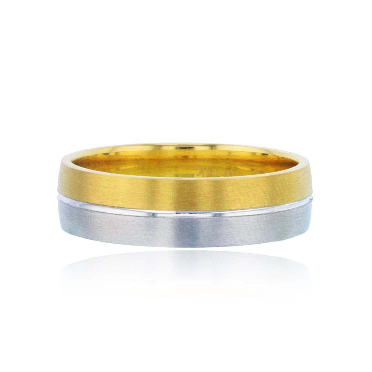 14K Two-Tone Gold 6mm Satin Channel Center Wedding Band