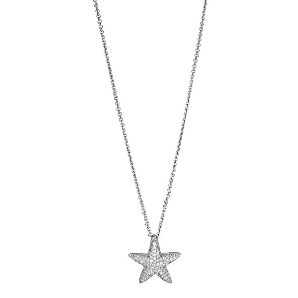 Sterling Silver Rhodium Starfish 18" Necklace